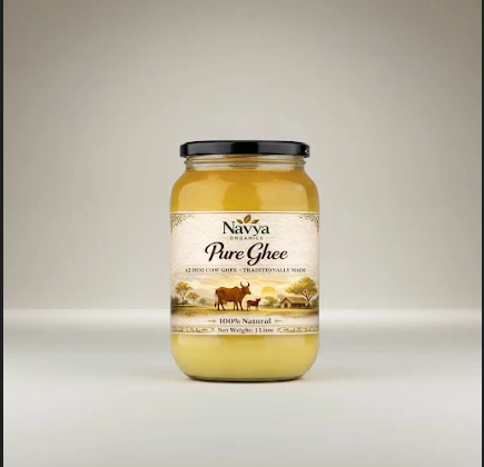 Premium jar of Navya Organic desi cow ghee