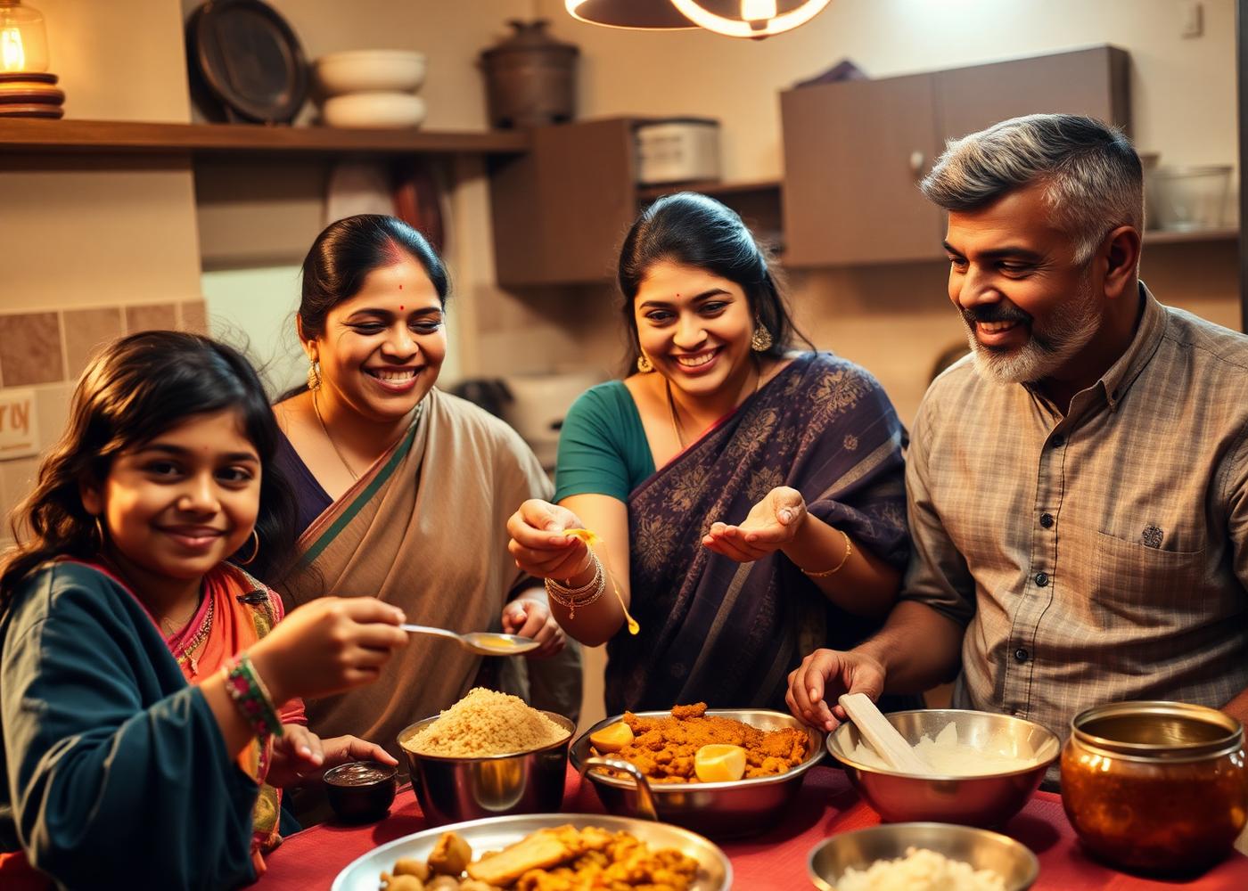 Happy Indian family sharing a meal